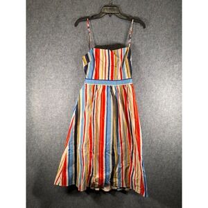 ASTR THE LABEL Women's Size M Striped Midi Dress Spaghetti Straps Lace Up Back